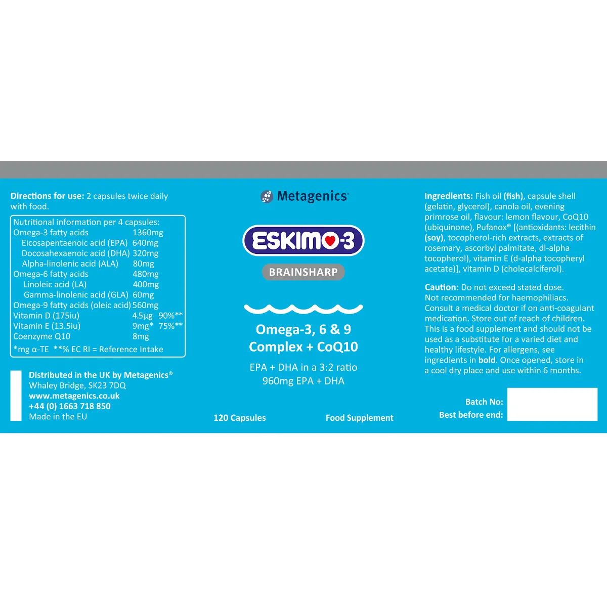Eskimo-3 Brainsharp Omega-3 Fish Oil - 120 Capsules - Image 2