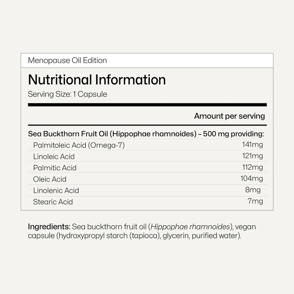 Equi London Menopause Oil Edition Capsules Nutritional info