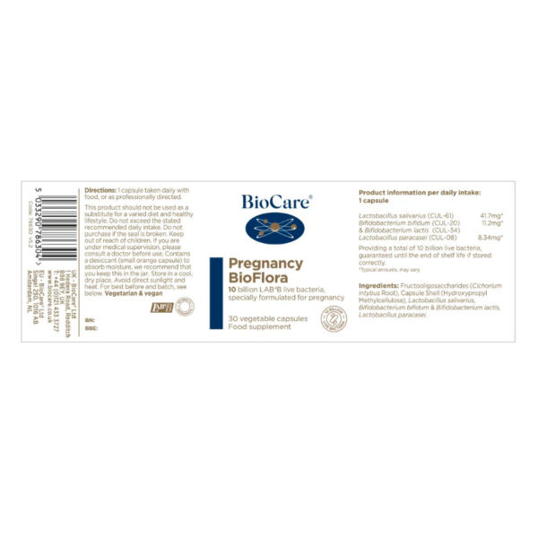 Bioflora Test BioCare Pregnancy BioFlora 30 Capsules - NatureDoc Shop