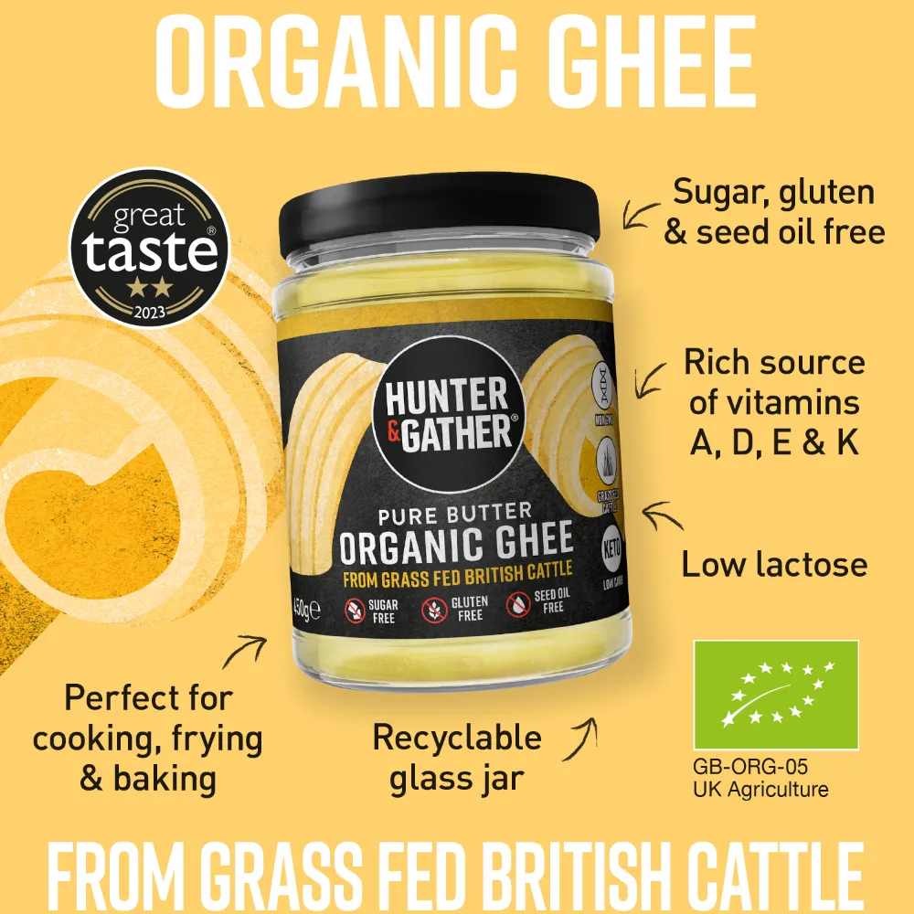 Hunter & Gather Organic British Grass-fed Ghee 450g Pack 10