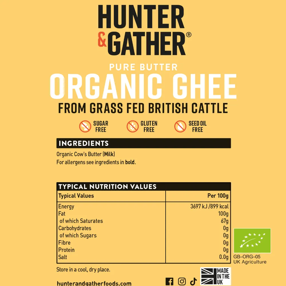 Hunter Gather Organic Ghee Ingredients