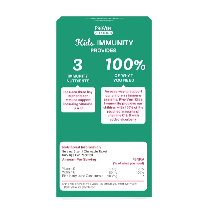 Pro-Ven Kids Immunity with Vitamin C D amp Elderberry back1